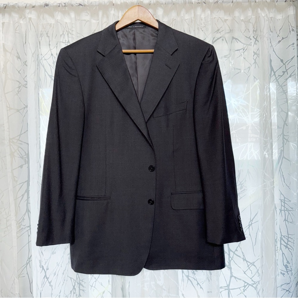 ERMENEGILDO ZEGNA GRAY WOOL BUTTON UP BLAZER JACKET PANTS SUIT SET - Picture 2 of 16